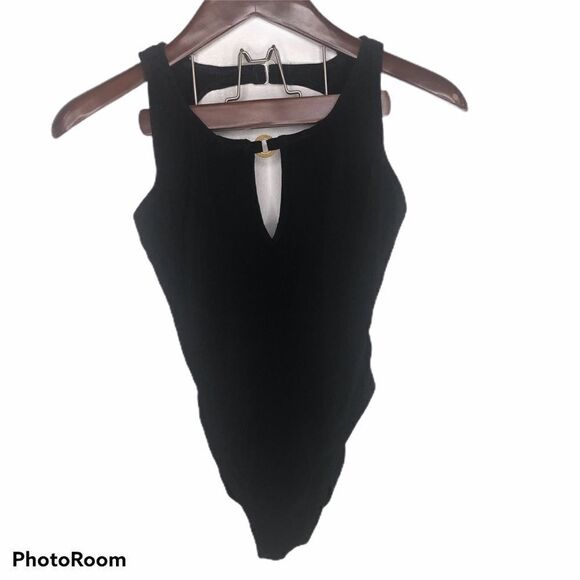 Athena Vintage Ruched Ribbed Low Back Keyhole Swimsuit 6 Crinkle Swim One Piece‎ - Picture 1 of 7